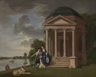 David Garrick y su esposa junto a su Templo a Shakespeare, Hampton